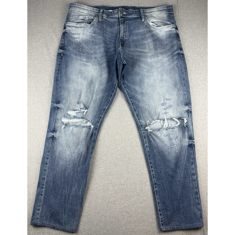Jordan Craig Jeans Mens 42x32 Blue Distressed Stretch Denim Straight Y2K